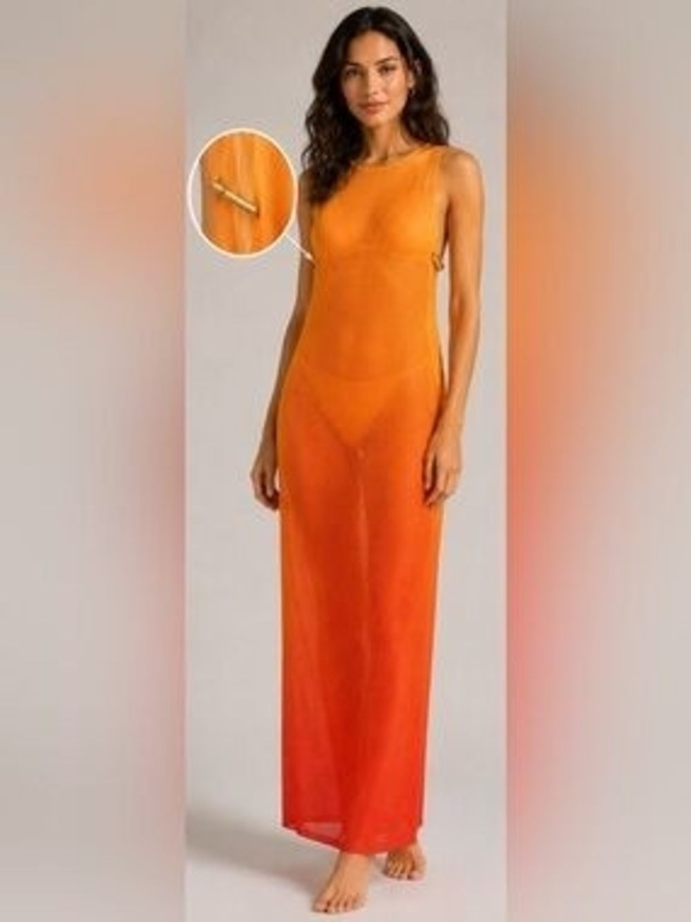 Caroline Constas Sunset Ombré Mesh Sleeveless Coverup Maxi Dress NWT!  Size Medi